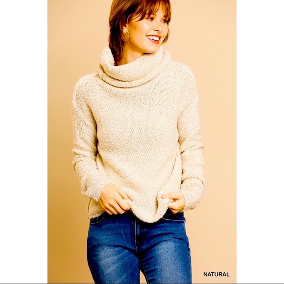 Last 1! Umgee turtleneck sweater in Natural Small - Picture 2 of 9